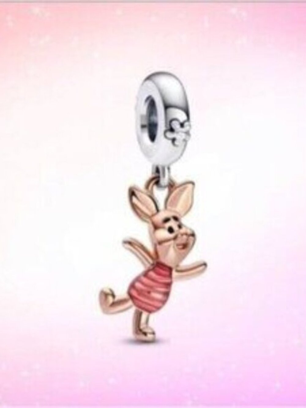 Pandora Pink and Rose Gold Piglet Dangle Charm